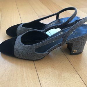 100% Authentic Chanel Slingback Block Heel